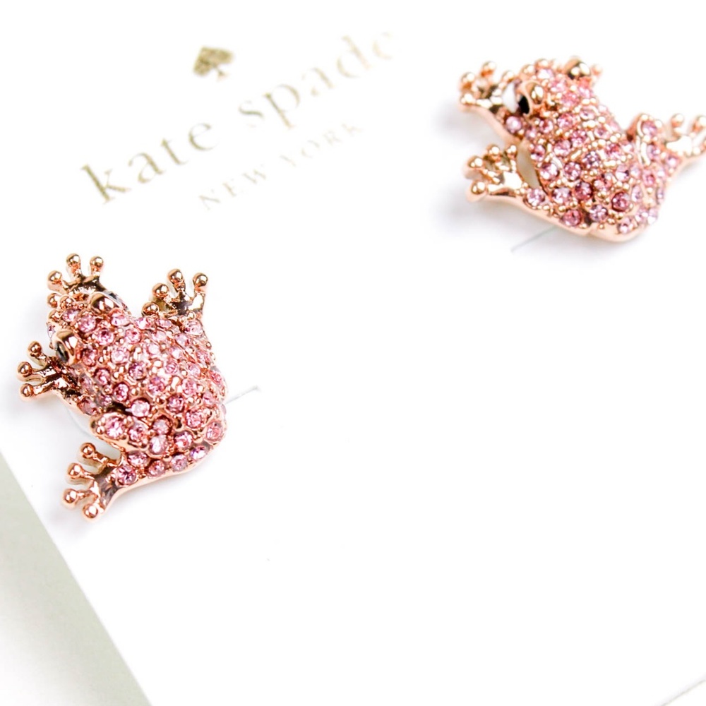 kate spade pink frog earrings - Picture 1 of 4